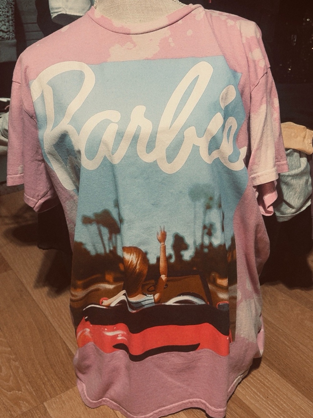 Barbie Pink Scenic Graphic Tee with Multicolor Print